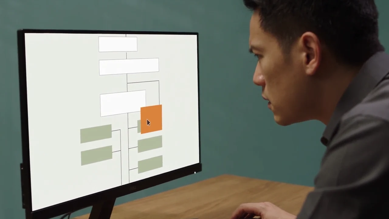 A frustrated team member faces a flowchart that needs another branch.